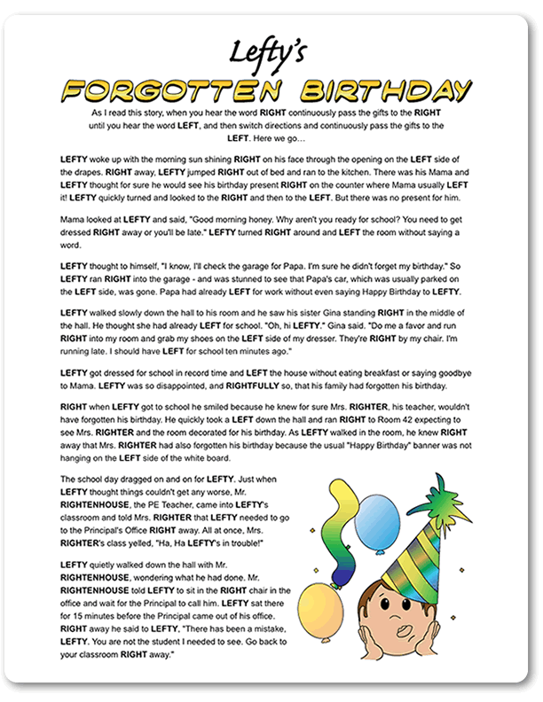 Printable Lefty s Forgotten Birthday Birthday Games Birthday