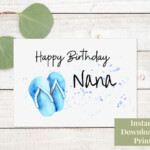 Printable Nana Birthday Card Happy Birthday Nana Nana Card Etsy