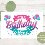 Printable Nana Birthday Card Happy Birthday Nana Nana Card Etsy