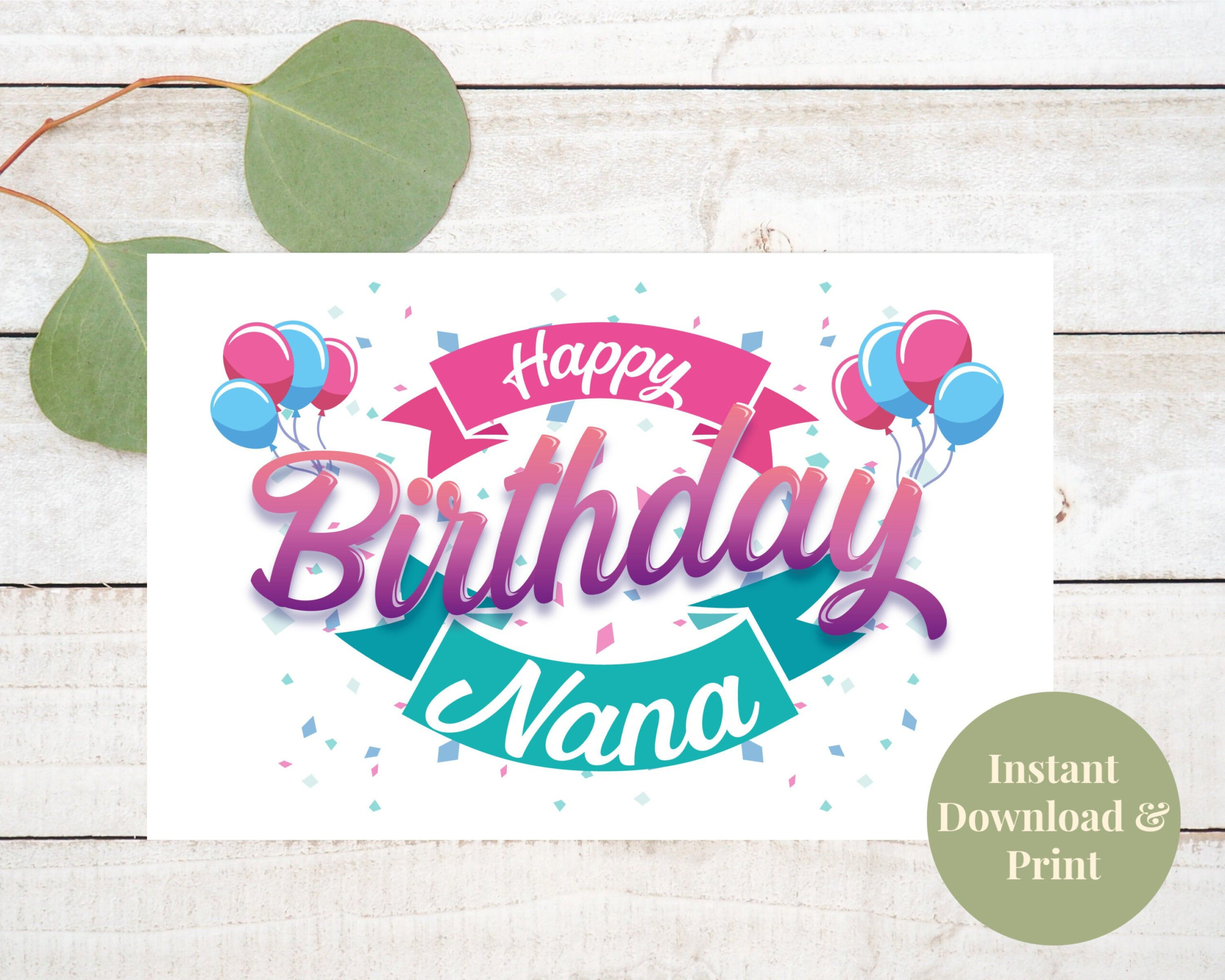 Printable Nana Birthday Card Happy Birthday Nana Nana Card Etsy 