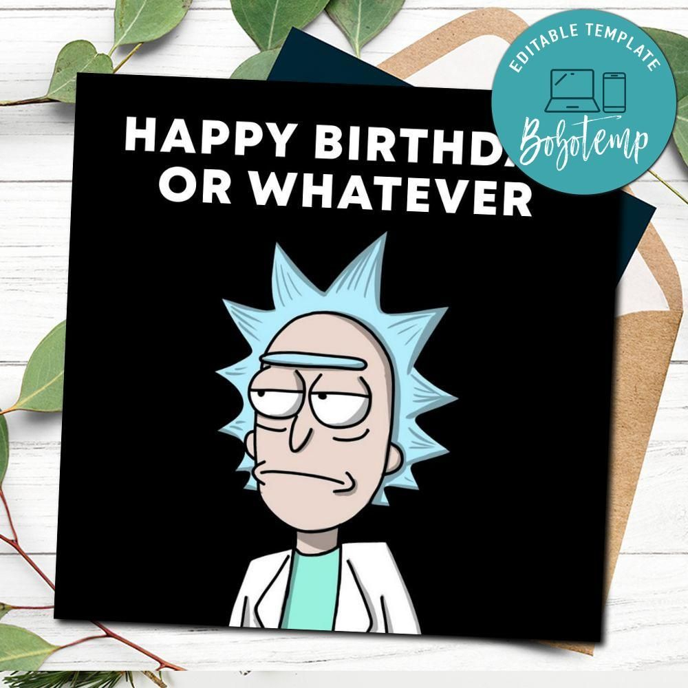 Rick And Morty Birthday Card Template To Print At Home DIY 