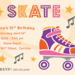 River Bridge Retro Roller Skate Party Invitation Free Printable