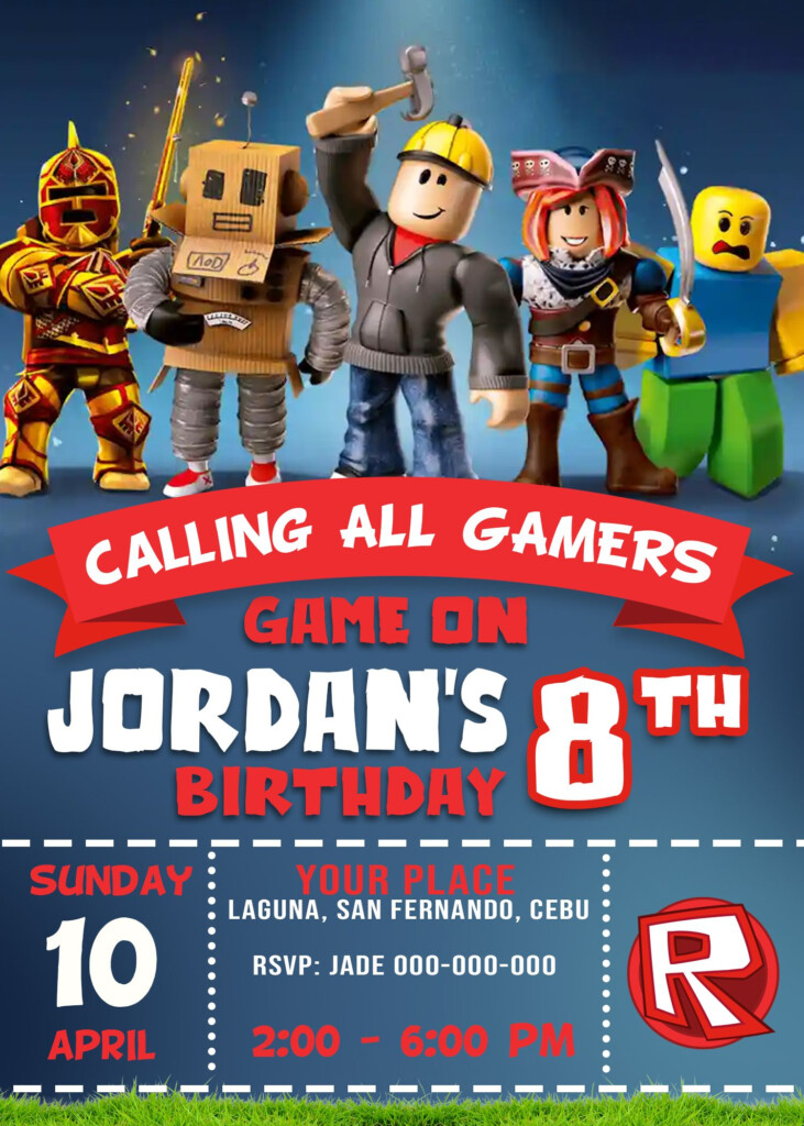 Roblox Birthday Party Invitation Template Free FREE PRINTABLE TEMPLATES