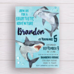 Shark Invitation Shark Birthday Invitation Printable Shark Etsy