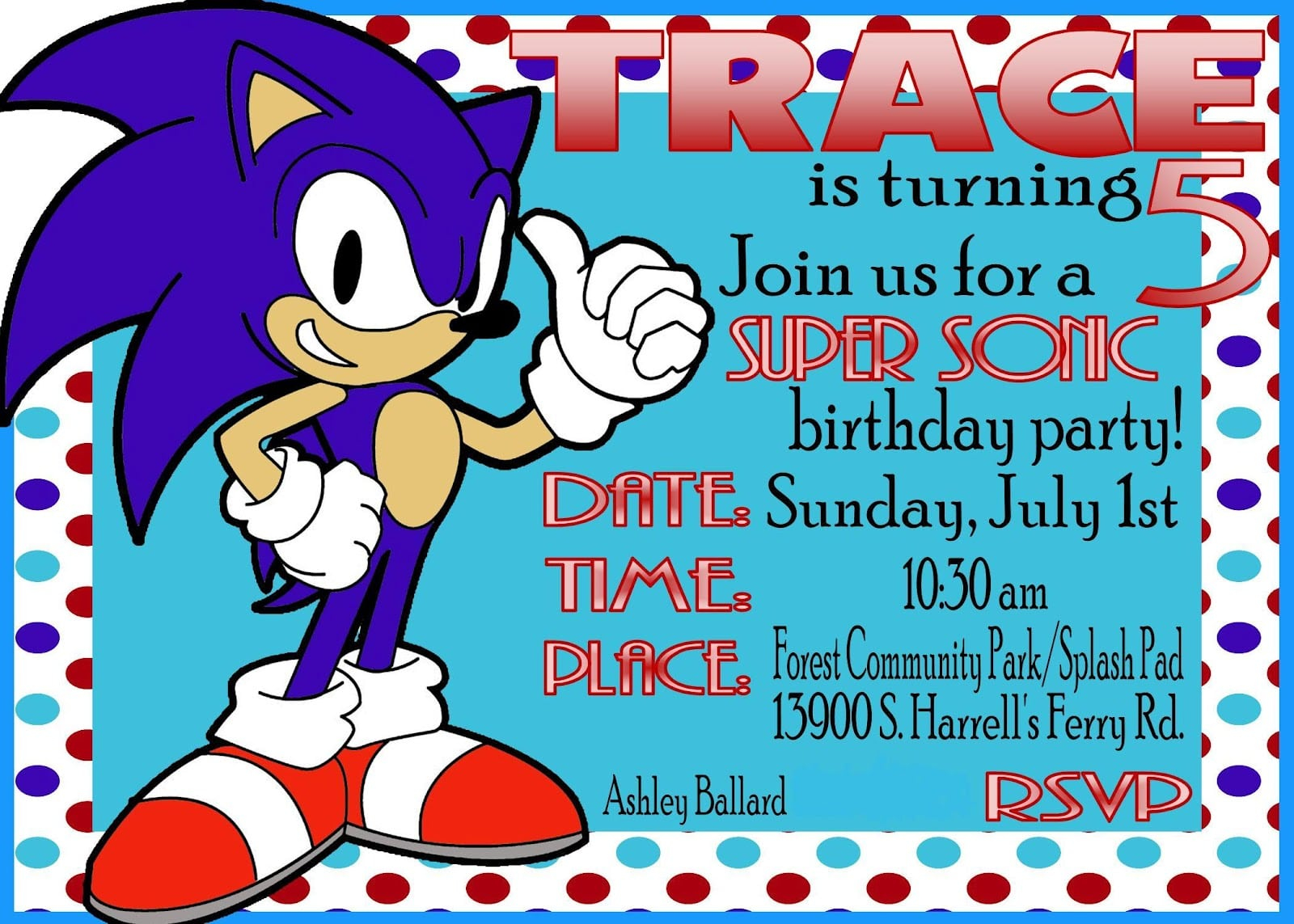 Sonic Birthday Invitations Free Invitation Card