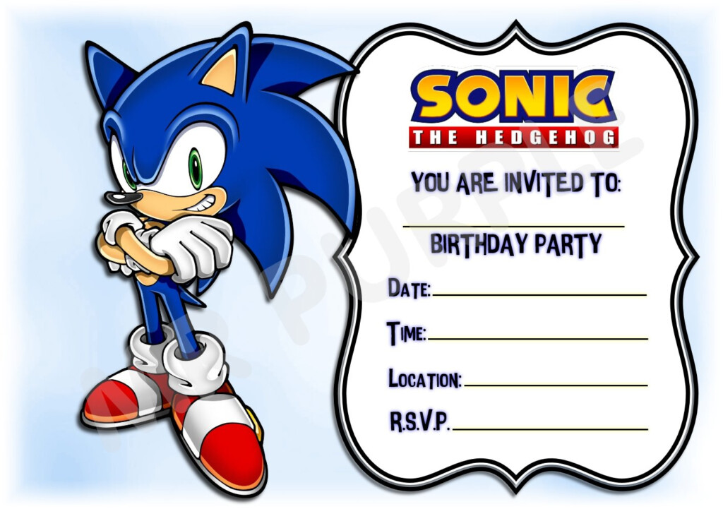 Sonic The Hedgehog Birthday Party Invites Landscape Frame Design 