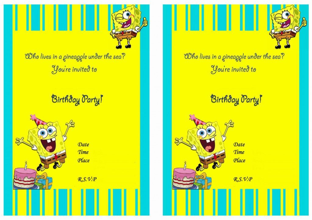 Spongebob Birthday Invitations Birthday Printable Spongebob