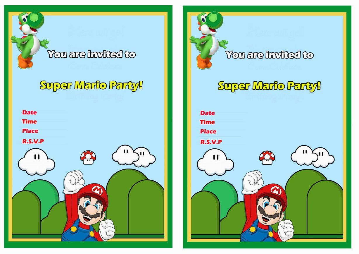 Super Mario Birthday Invitations Printable Free Printable Word Searches