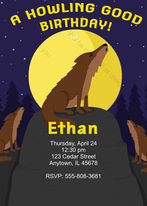 Three Wolves Birthday Invitation Printable Design