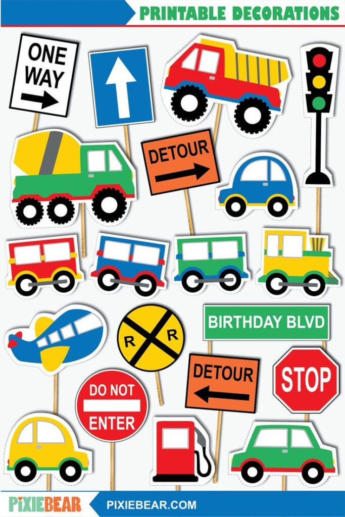 Transportation Signs Printable Transportation Birthday Cutouts Cake 