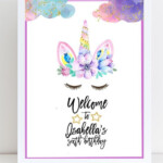 Unicorn Party Sign Believe In Unicorns Birthday Sign Etsy Party