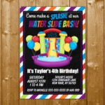 Water Slide Party Invitation Printable Digital Download Girl Birthday