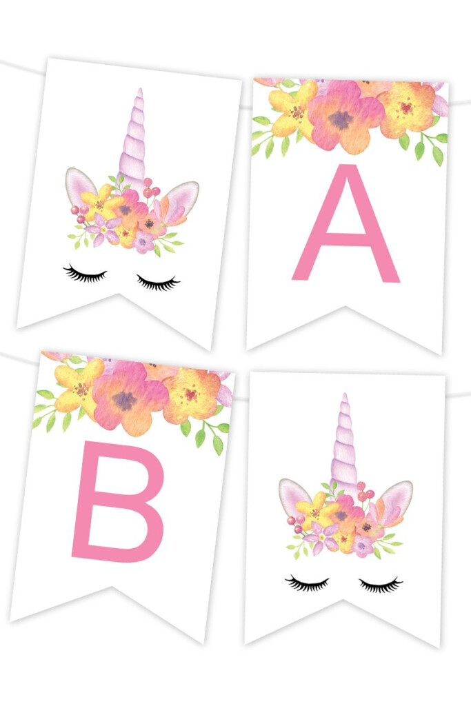 Watercolor Unicorn Custom Banner Happy Birthday Banner Printable 