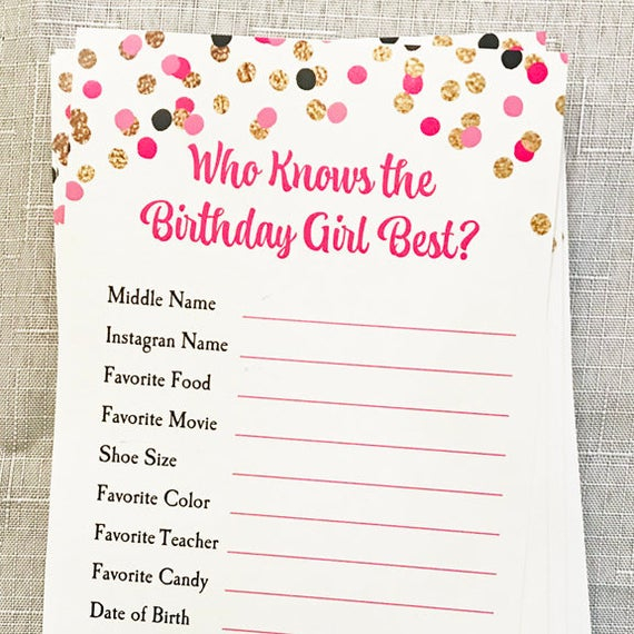 Who Knows The Birthday Girl Best Free Printable FreePrintableTM