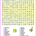 Word Search Birthday Hard Version PDF Kids Word Search Birthday