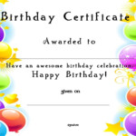 Www certificatetemplate Happy Birthday Certificate For Your Kids