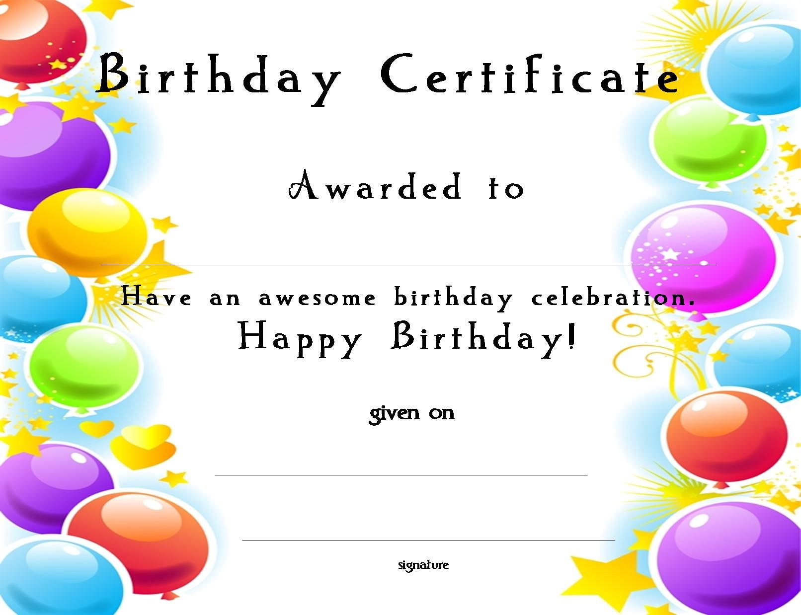 Www certificatetemplate Happy Birthday Certificate For Your Kids M 