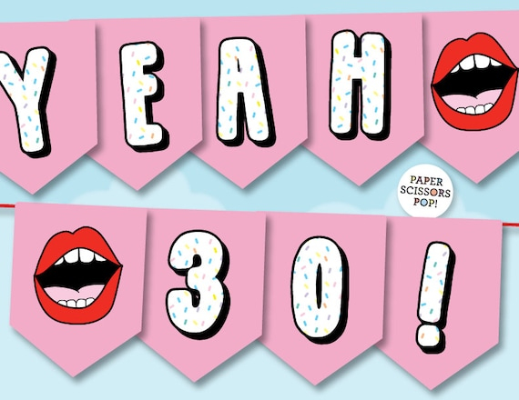 Yeah 30 Birthday Banner Printable 30th Birthday Banner 30th Backdrop