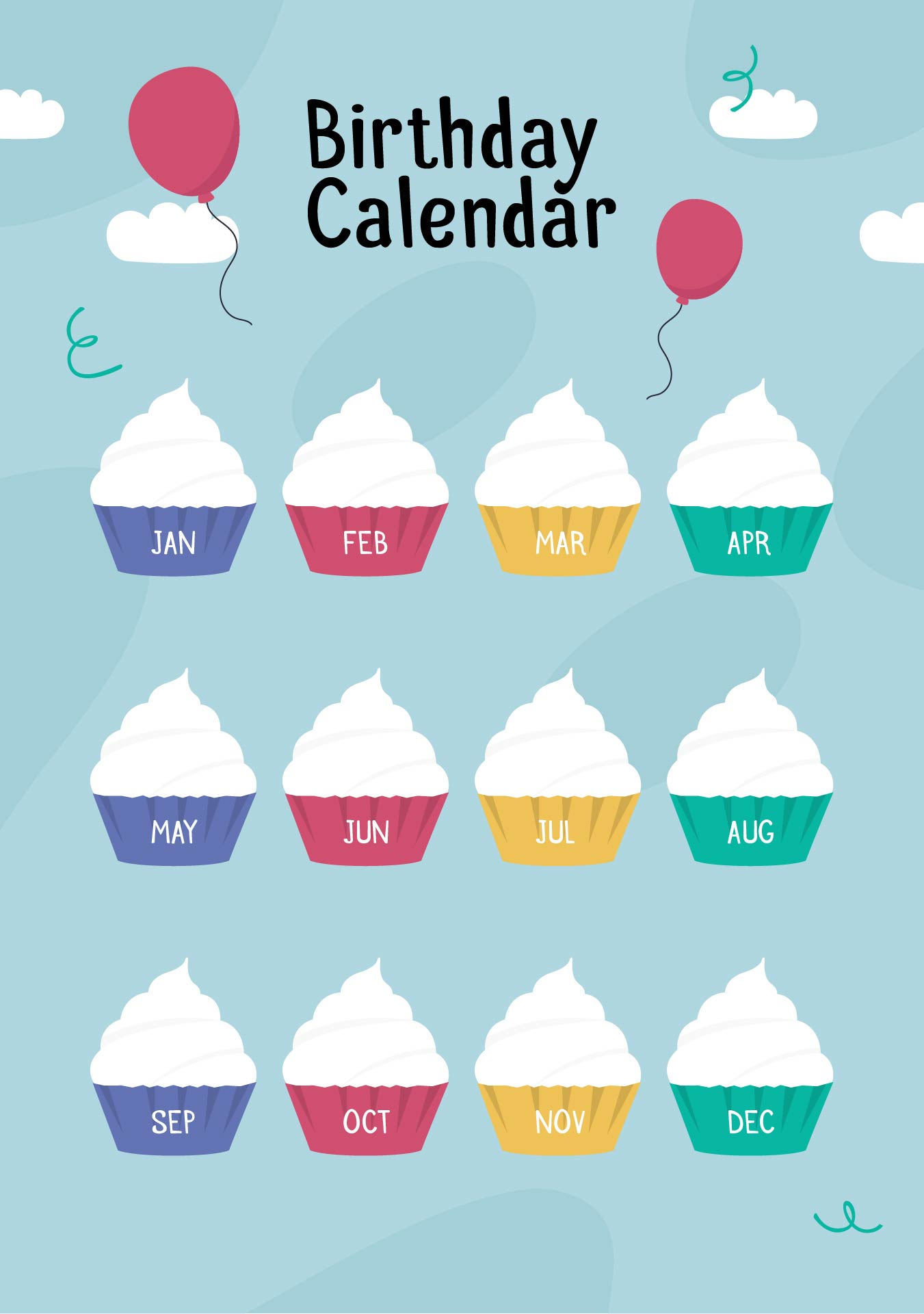 10 Best Monthly Birthday Cupcake Printables PDF For Free At Printablee