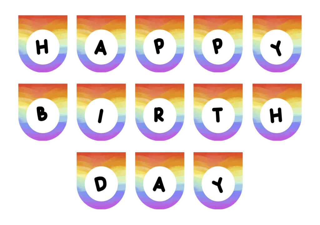 10 Best Printable Circle Banner Happy Birthday Rainbow PDF For Free At 