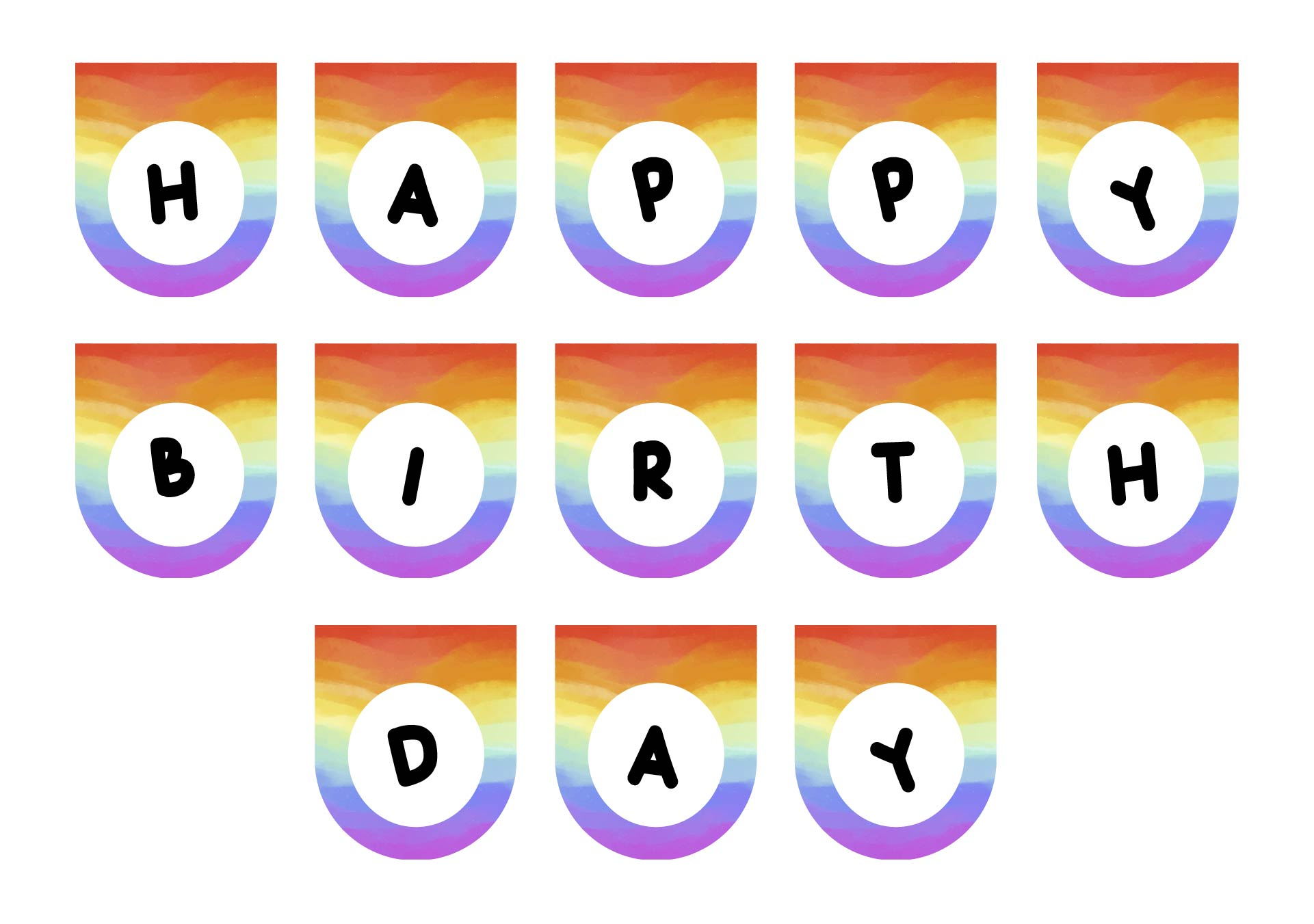 10 Best Printable Circle Banner Happy Birthday Rainbow PDF For Free At