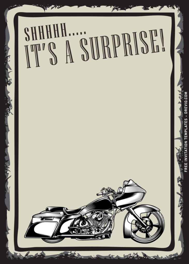 10 Personalized Classic Motorcycle Themed Birthday Invitation 