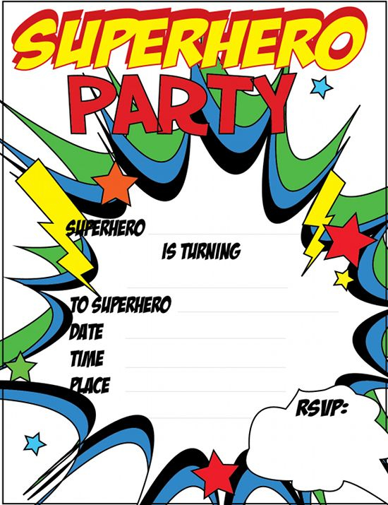 12 FREE Printable Blank Superhero Birthday Invitation Template 