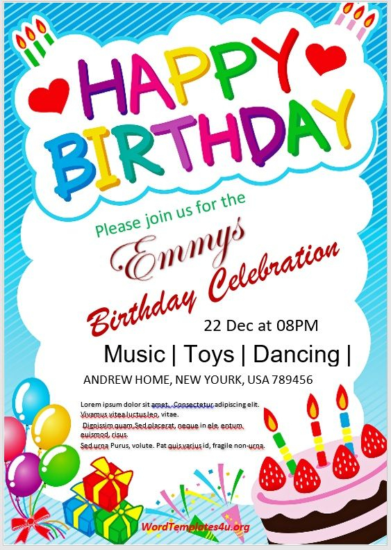 13 Free Birthday Party Invitation Flyer Templates Microsoft Word 