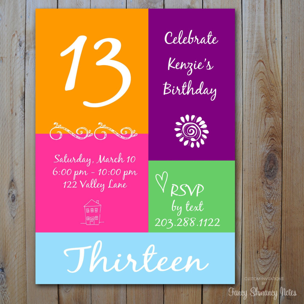 13 Years Old Birthday Party Invitations Download Hundreds FREE 