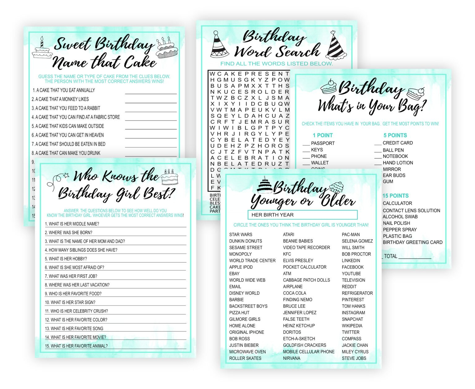 15 PRINTABLE BIRTHDAY PARTY GAMES MINT Printables Depot