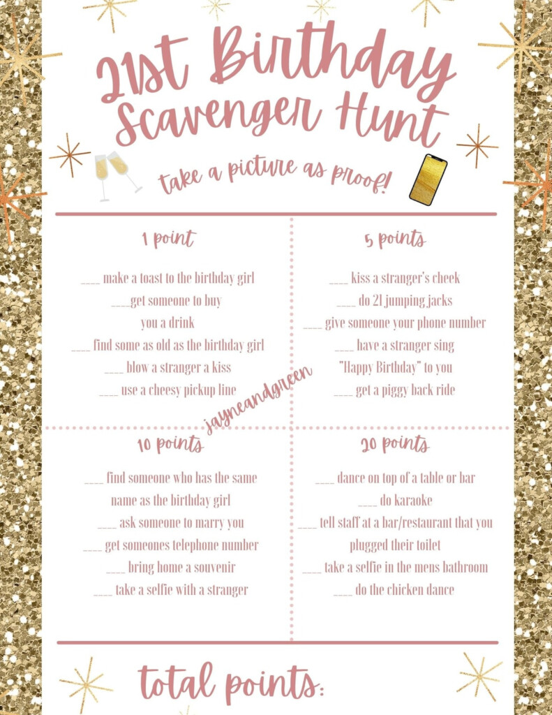 21st Birthday Scavenger Hunt 21st Birthday Game Printable Etsy