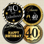 40th Birthday Cupcake Toppers PRINTABLE Cheers To Forty Years Etsy