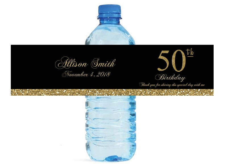 50th Birthday Party Water Bottle Labels Great For Celebrations Golden 