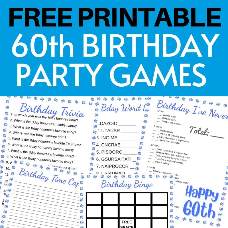 60th Birthday Party Games Free Printables Parties Made Personal