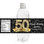 Adult Birthday Water Bottle Labels Diamond 50th Birthday Etsy