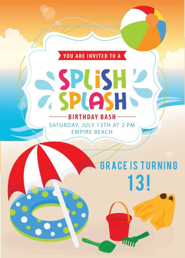 Beach Invitation Boys Or Girls Beach Party Invite Printable 