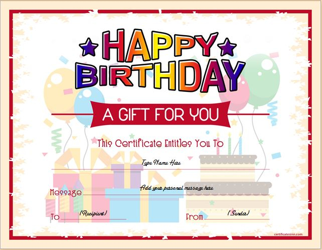 Birthday Gift Certificate Sample Templates For WORD Professional 