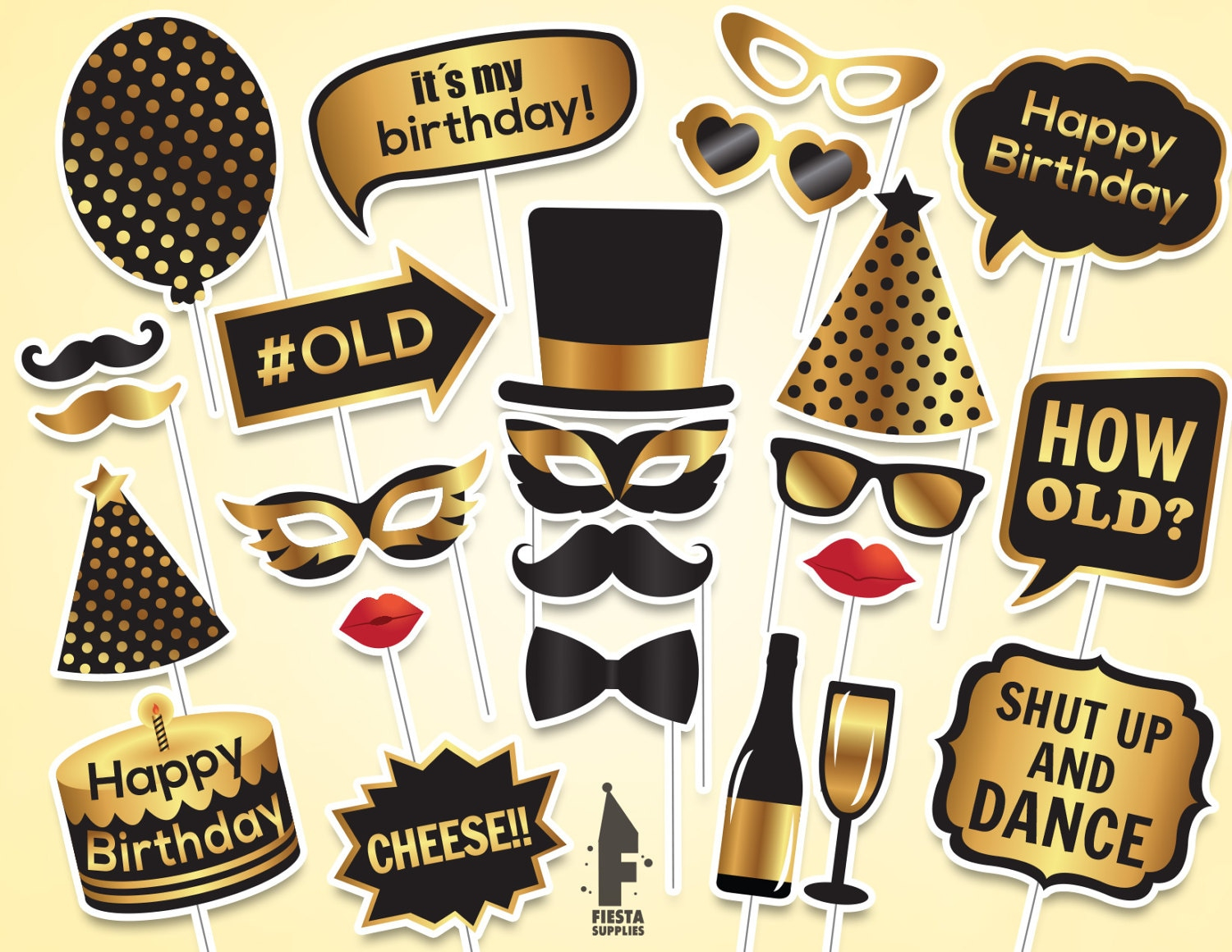 Birthday Printable Photo Booth Props Birthday Photo Booth Etsy