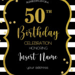 Black And Gold 50th Birthday Invitation Templates Editable With Ms