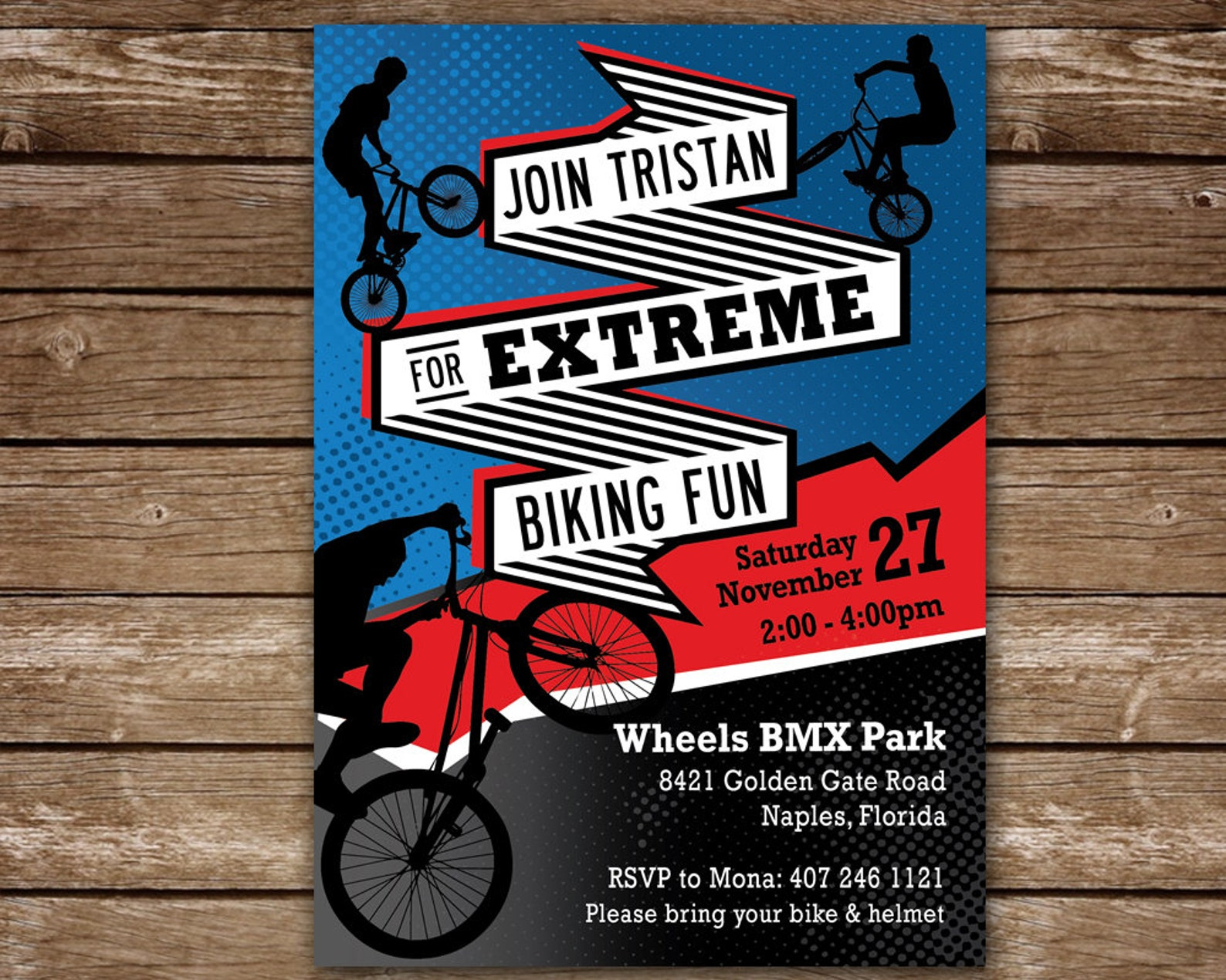 BMX Biking Printable Invite Bike Party Invitation Digital Etsy