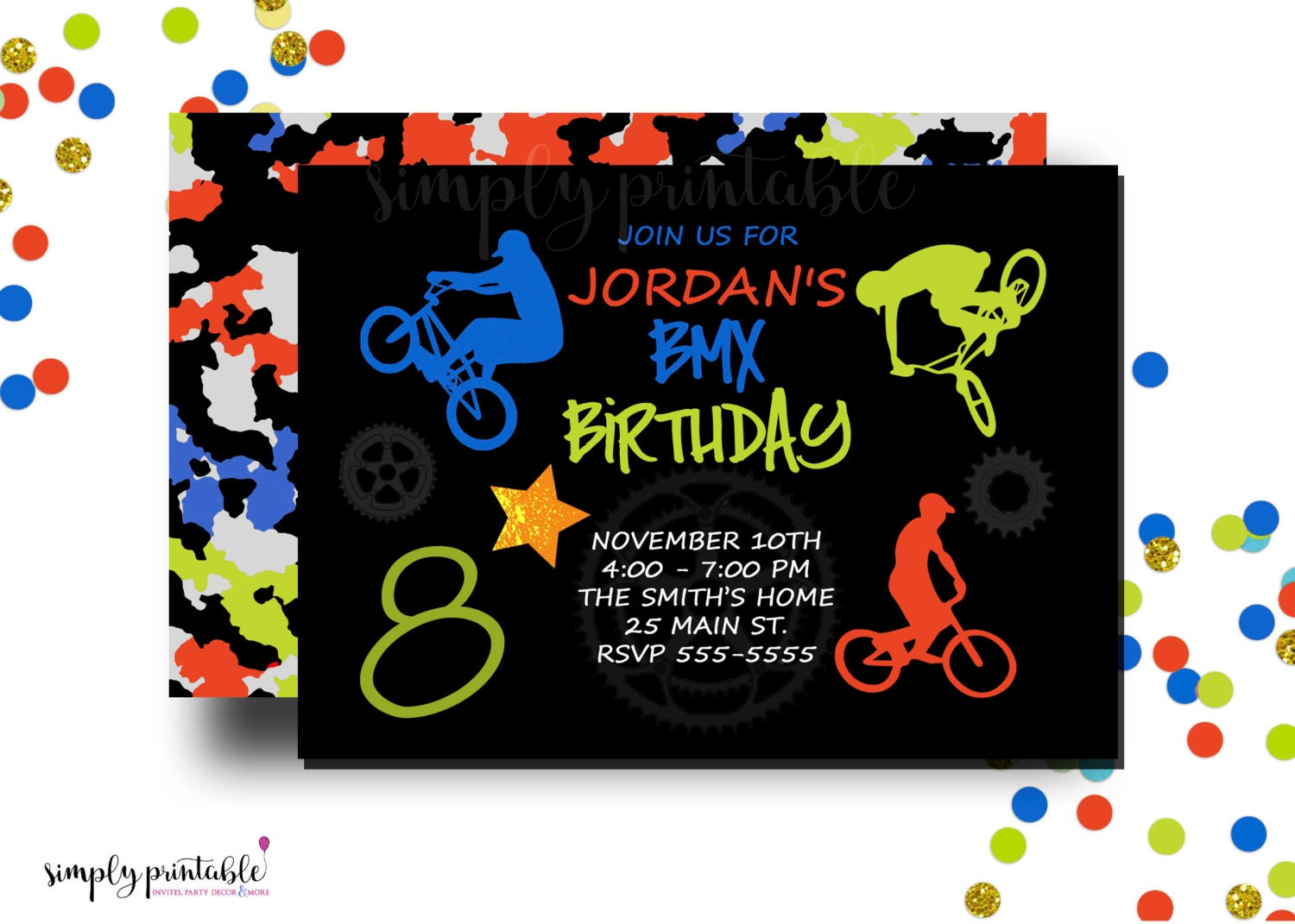 BMX Birthday Invitation Bike Invite Printable Or Printed