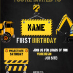 Construction Birthday Invitation Free Template Printable Templates