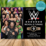 Editable WWE Wrestling Birthday Invitation With Photo DIY