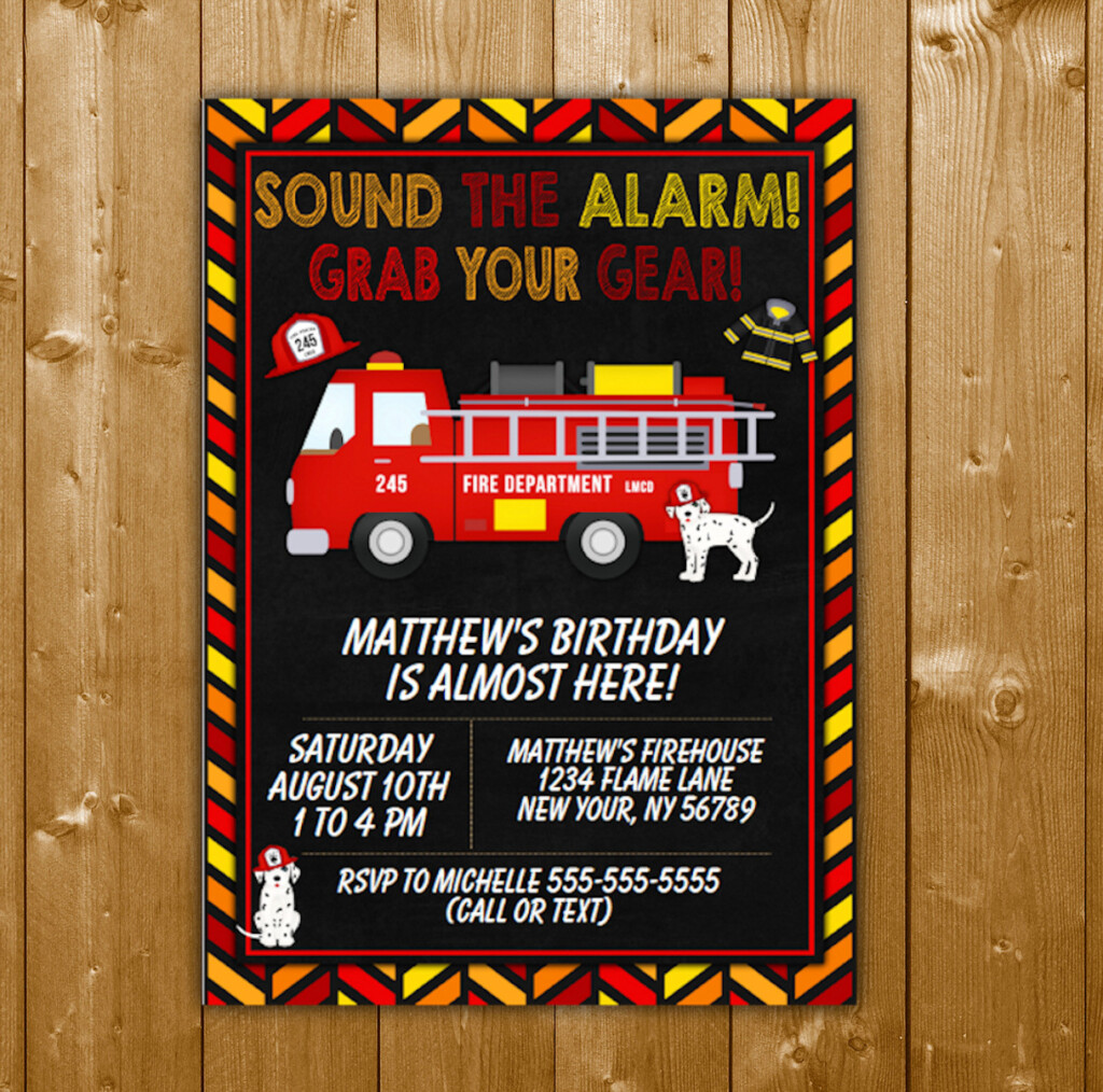 Firetruck Birthday Invitation