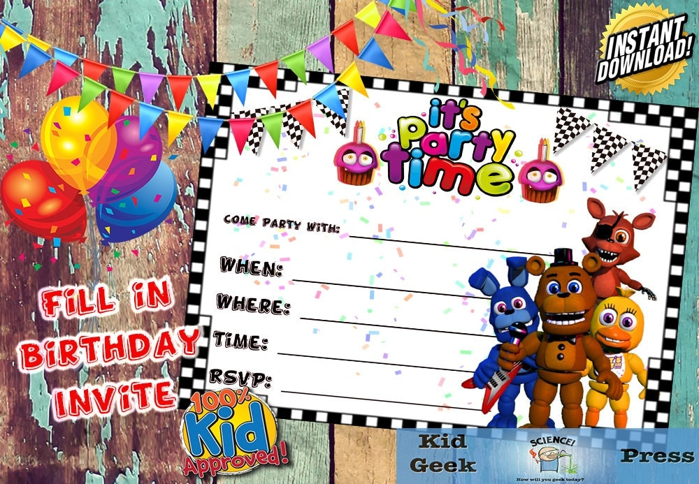 Five Nights At Freddys Birthday Invitations Printable Free Printable