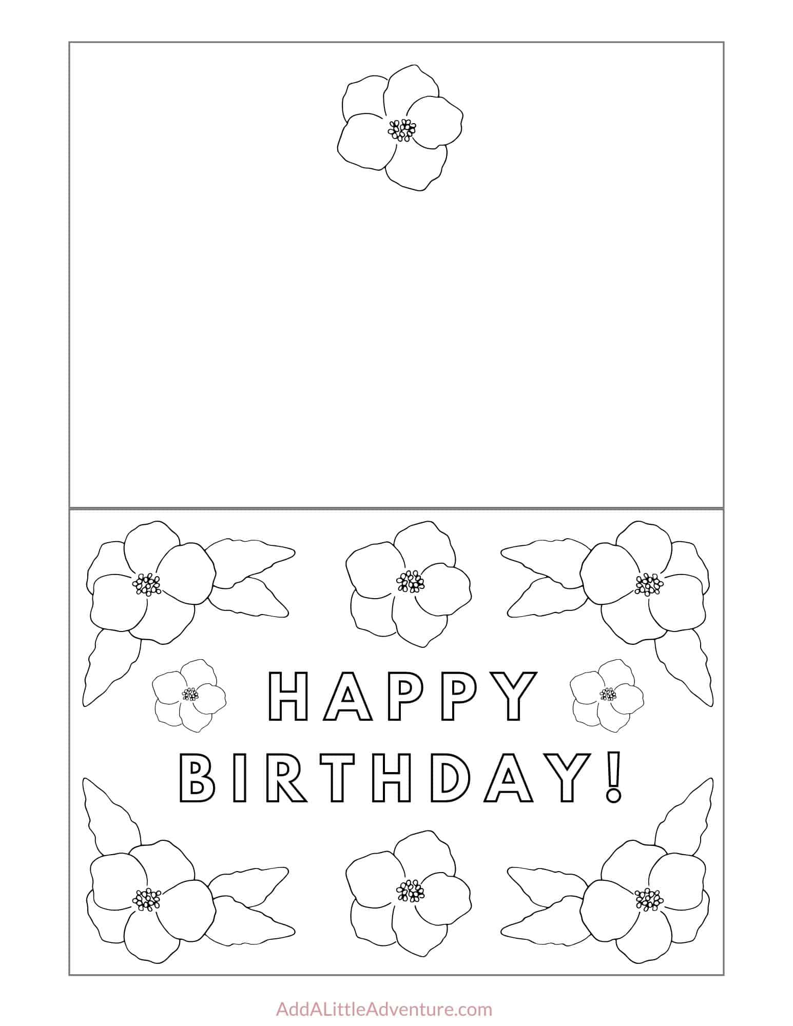 Foldable Printable Birthday Cards To Color Add A Little Adventure