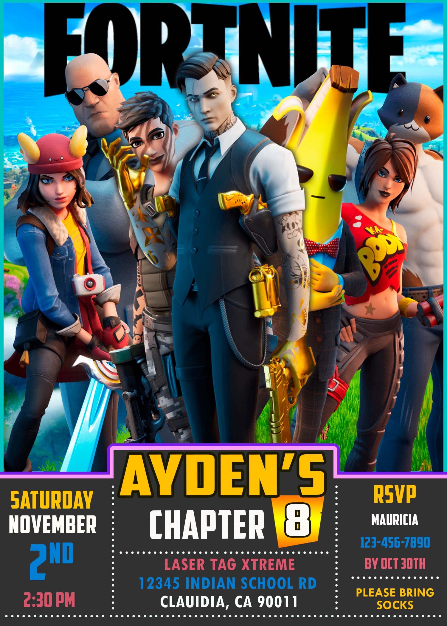 Fortnite Birthday Party Invitation 4 Incredible Invite