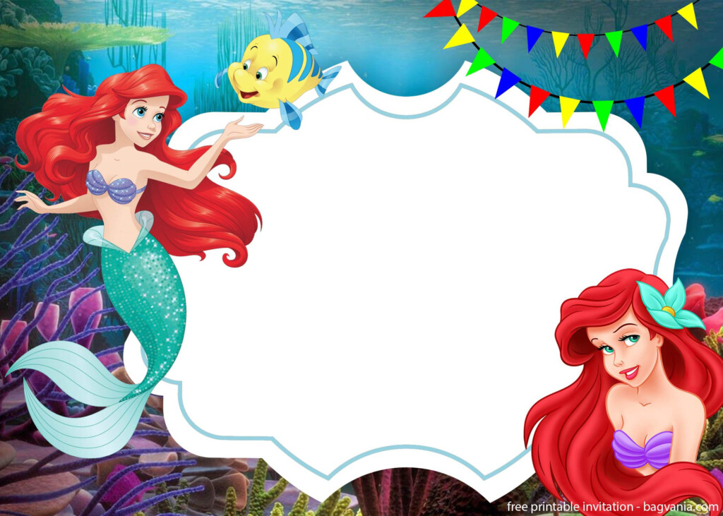 FREE Ariel The Little Mermaid With Photo Invitation Template FREE 