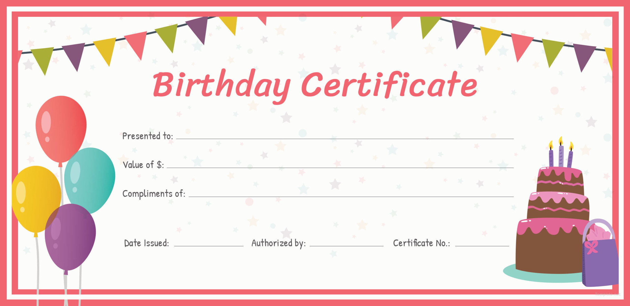 Free Birthday Gift Certificate Template In Adobe Illustrator Photoshop