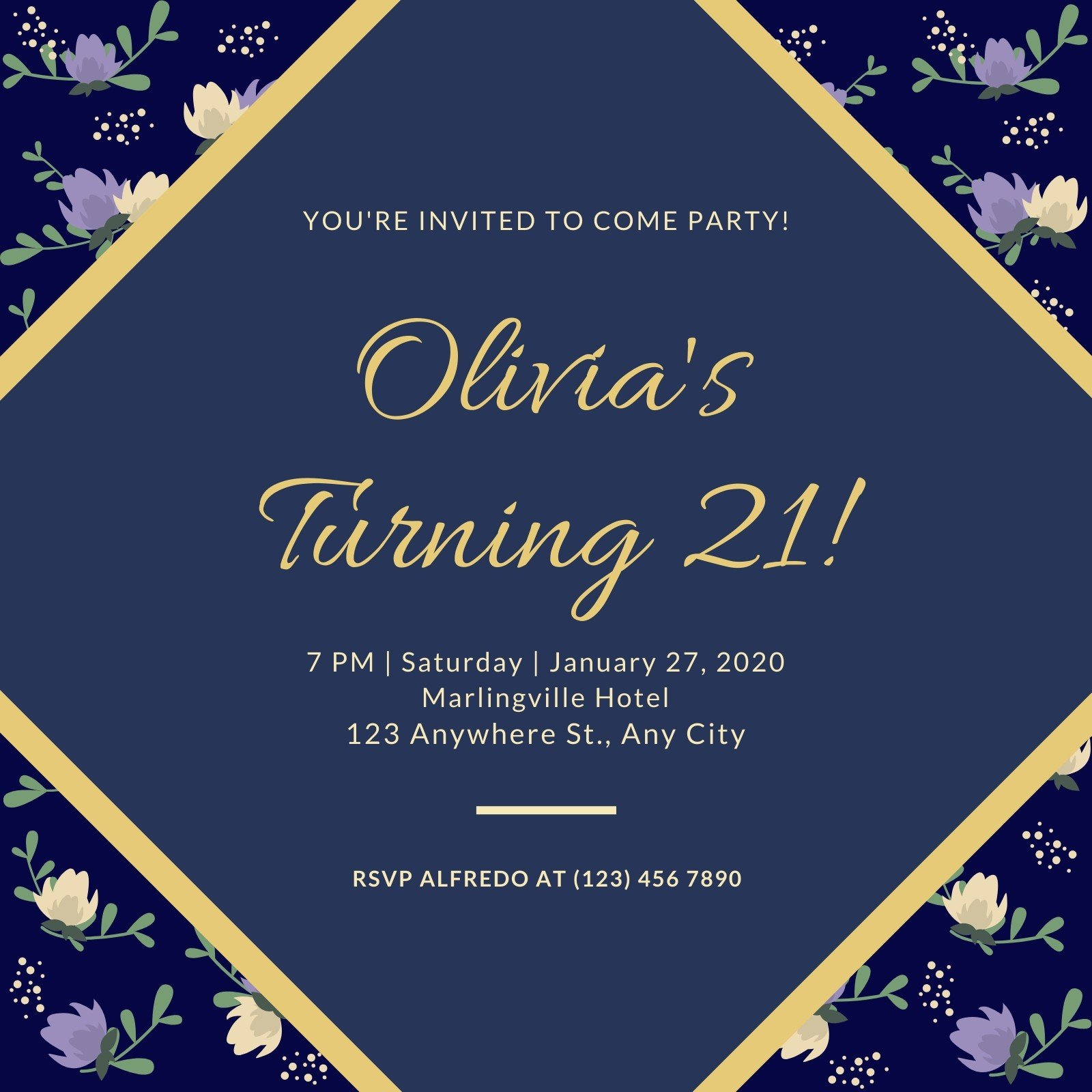 Free Custom Printable 21st Birthday Invitation Templates Canva